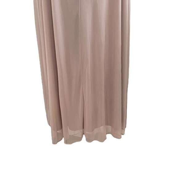 R&M Richards 16W Formal Evening Gown Silver Chiffon Ruched Maxi Prom Gala - Picture 5 of 12